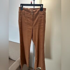 Maeve by Anthropologie | Beachy Linen Full-Length Wide-Leg Pants in Size 12